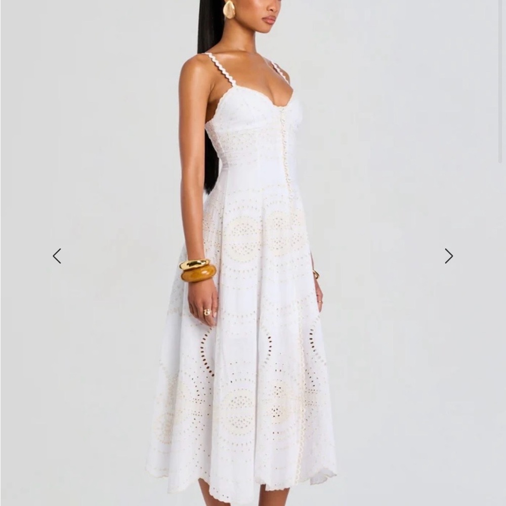 Charo Ruiz ‘Catta’ White Eyelet Midi Dress